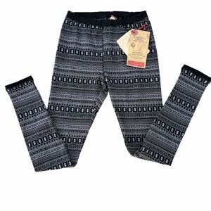 NWT Purnell Women’s Jacquard Knit Leggings Black Gray Fair Isle Sz Large Gift